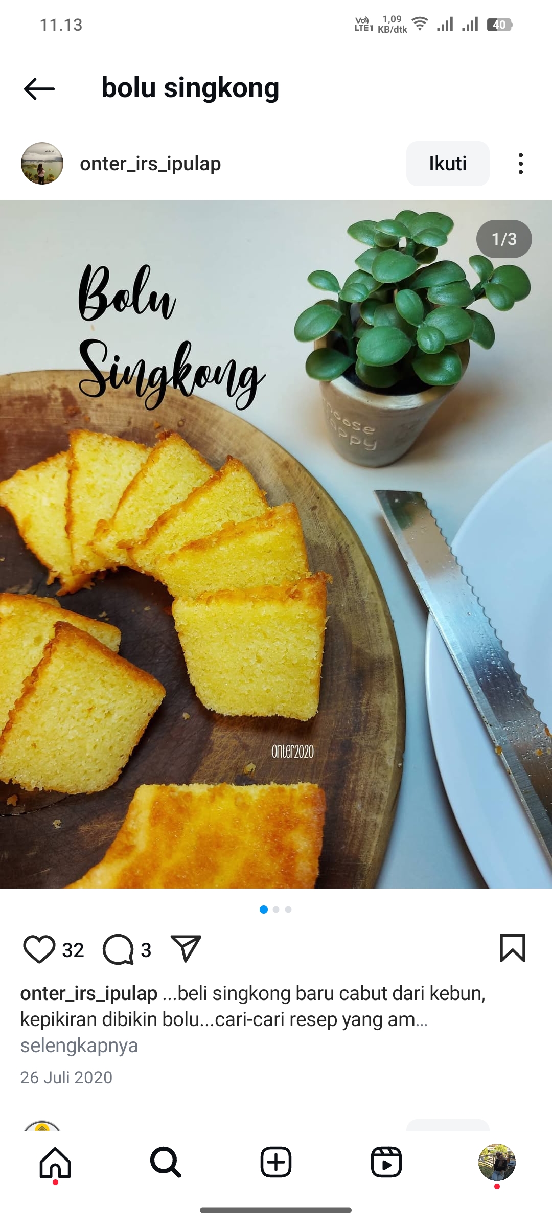 Kue Bolu Singkong