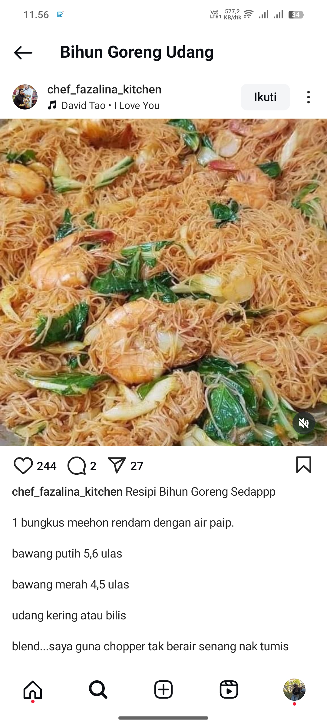 Bihun Goreng Udang