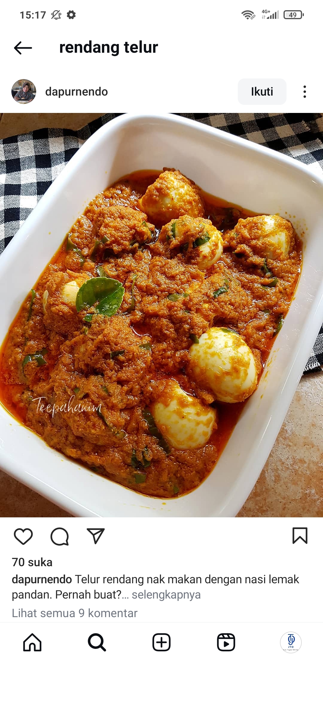 Resep Rendang Telur yang bisa kamu Coba.