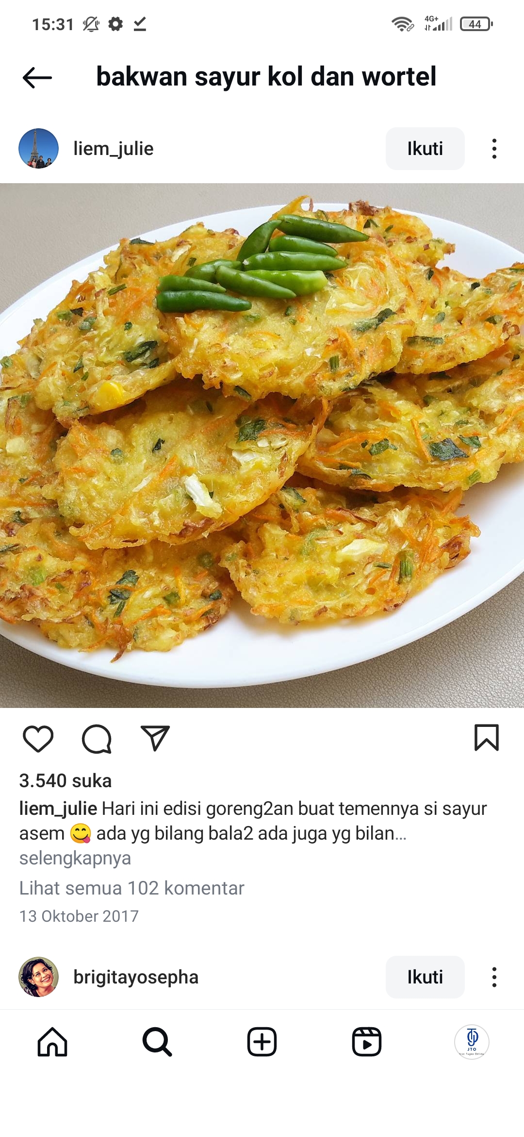 bakwan sayur kol dan wortel