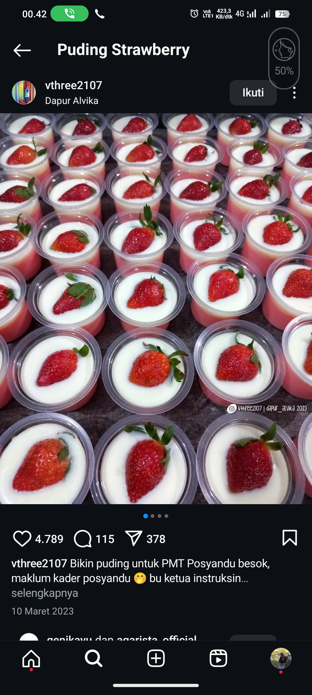Puding Strawberry Fla Vanila