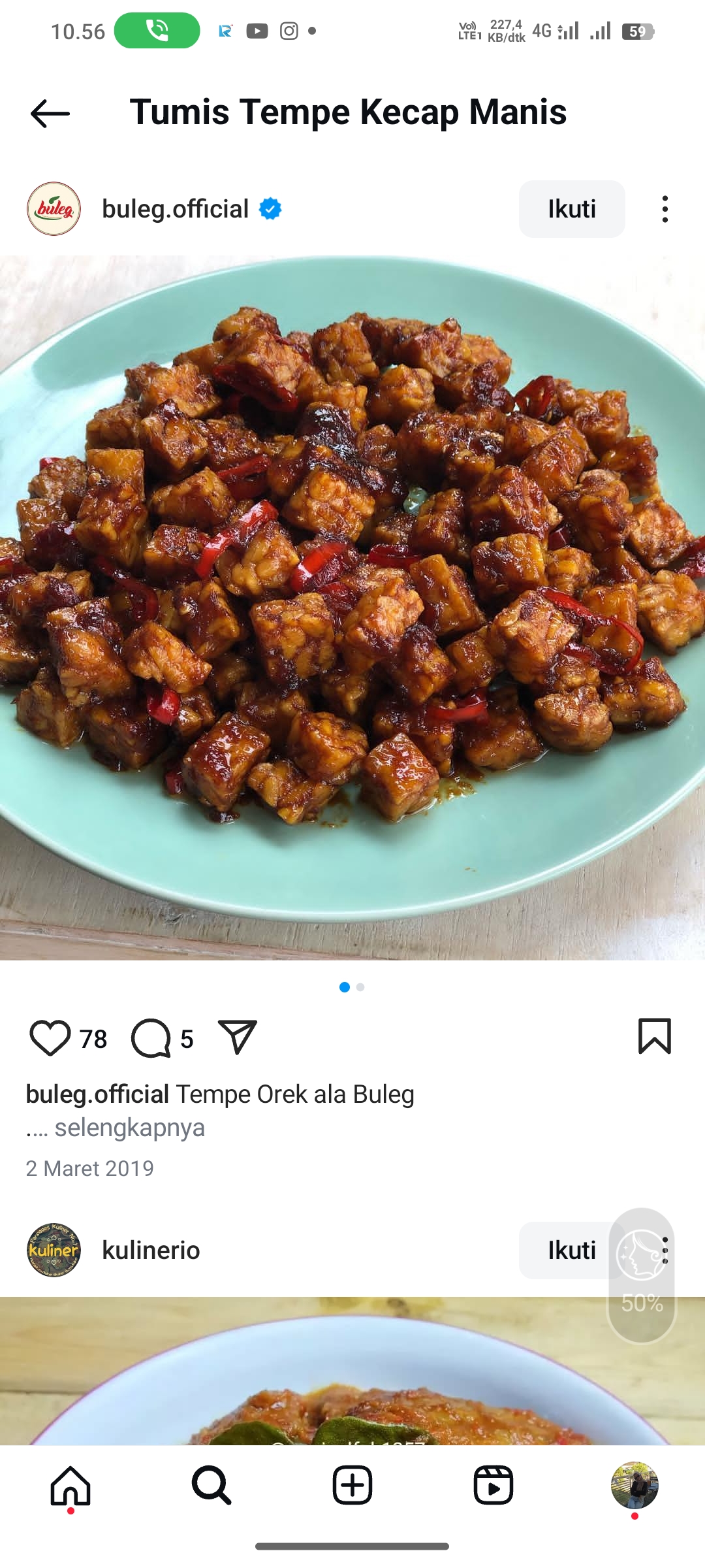 Tumis Tempe Kecap Manis