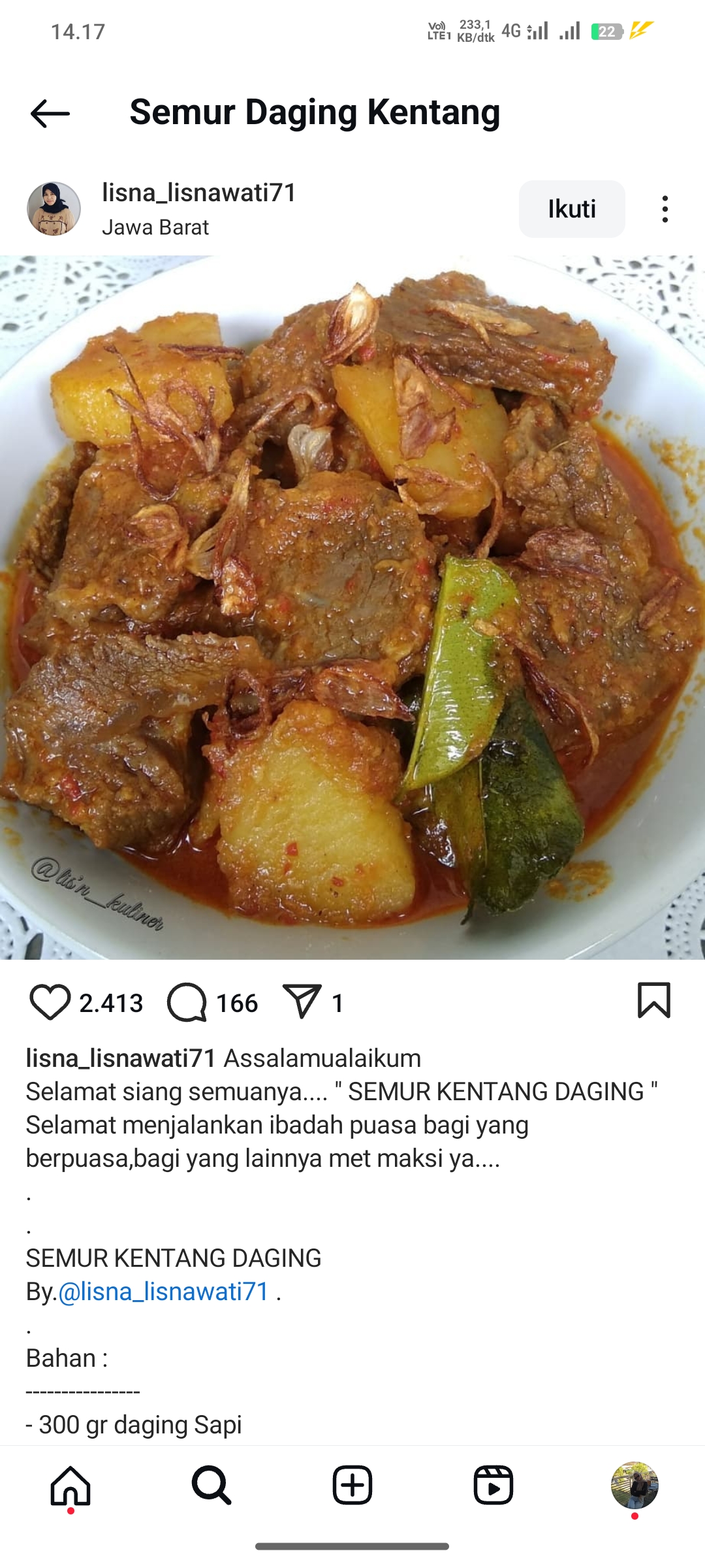 Semur Daging Kentang