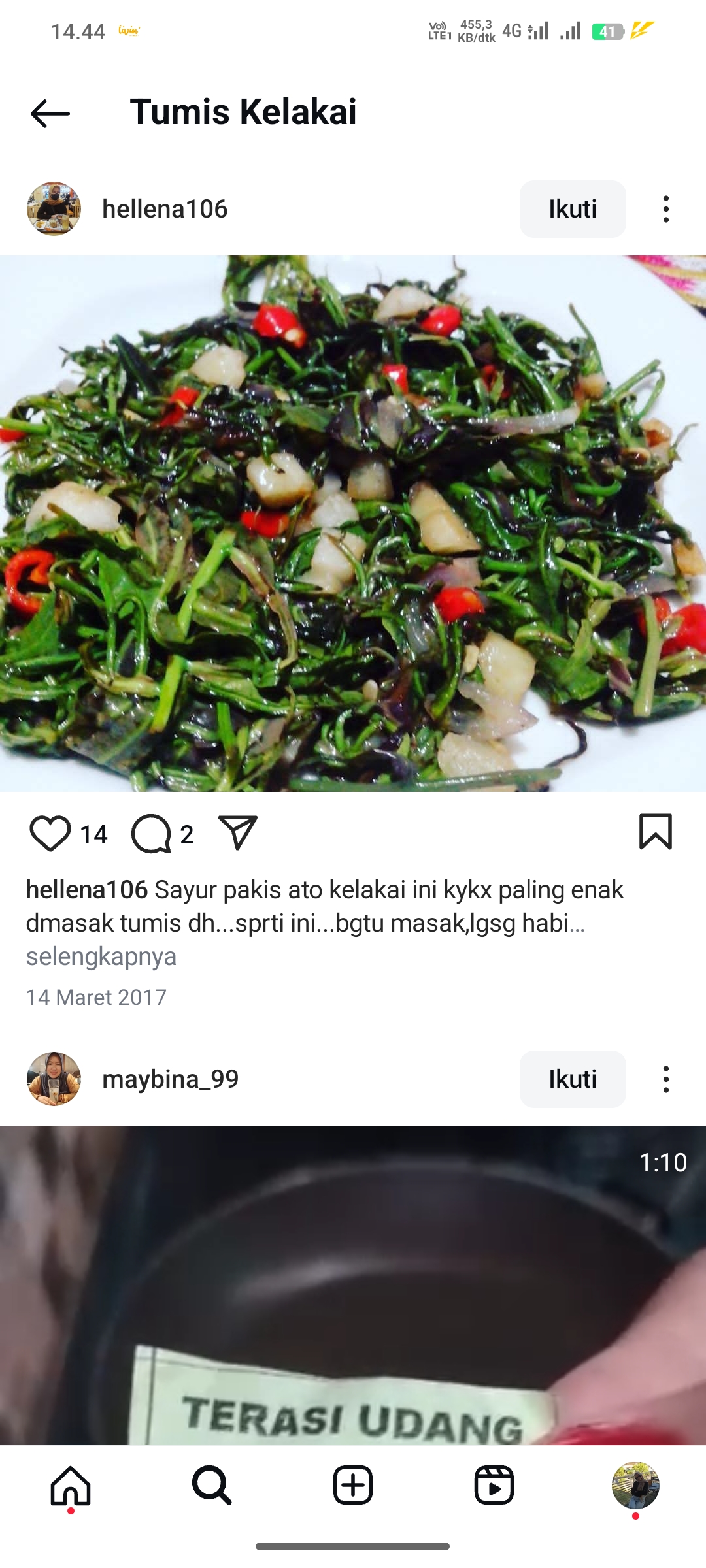 Tumis Kelakai