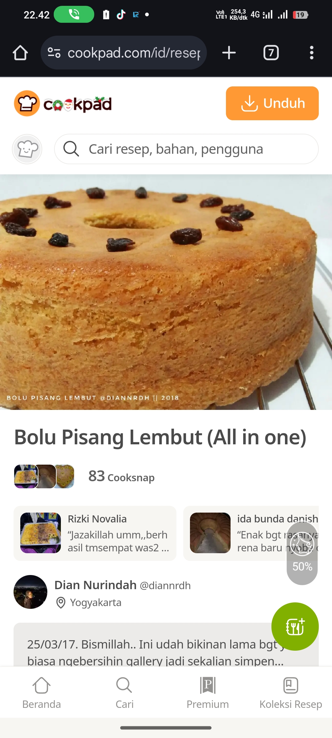 Bolu Pisang Lembut