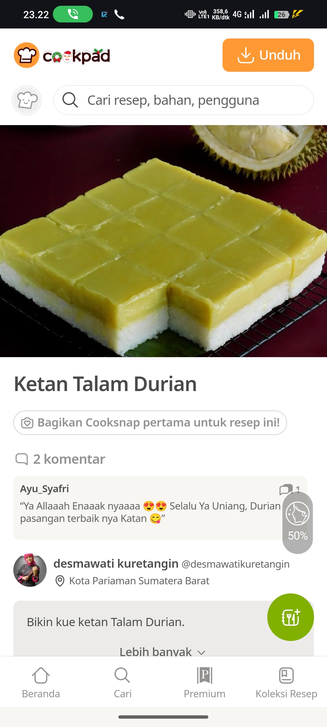 Ketan Talam Durian