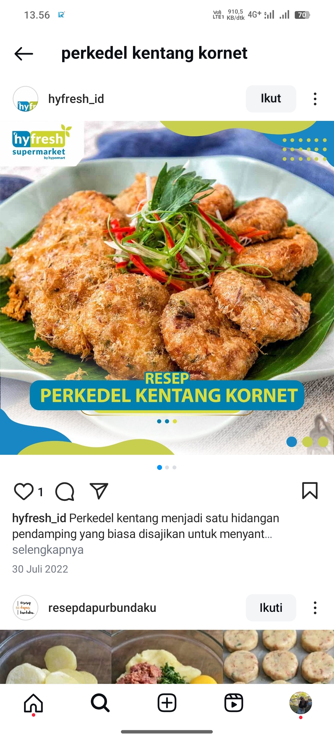 Perkedel Kentang Kornet