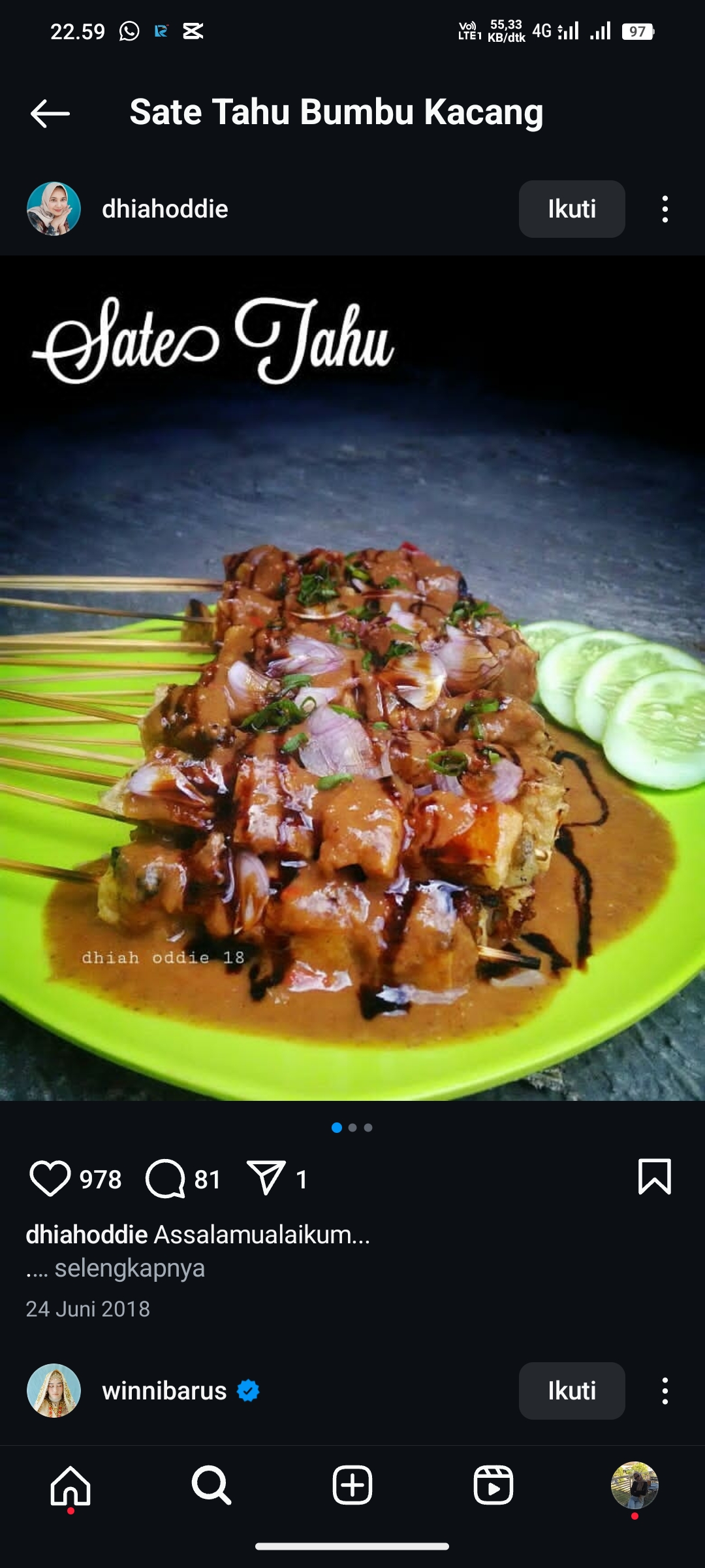 Sate Tahu Bumbu Kacang
