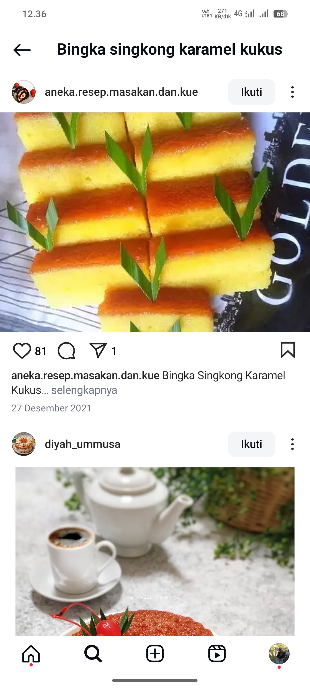 Bingka singkong karamel kukus