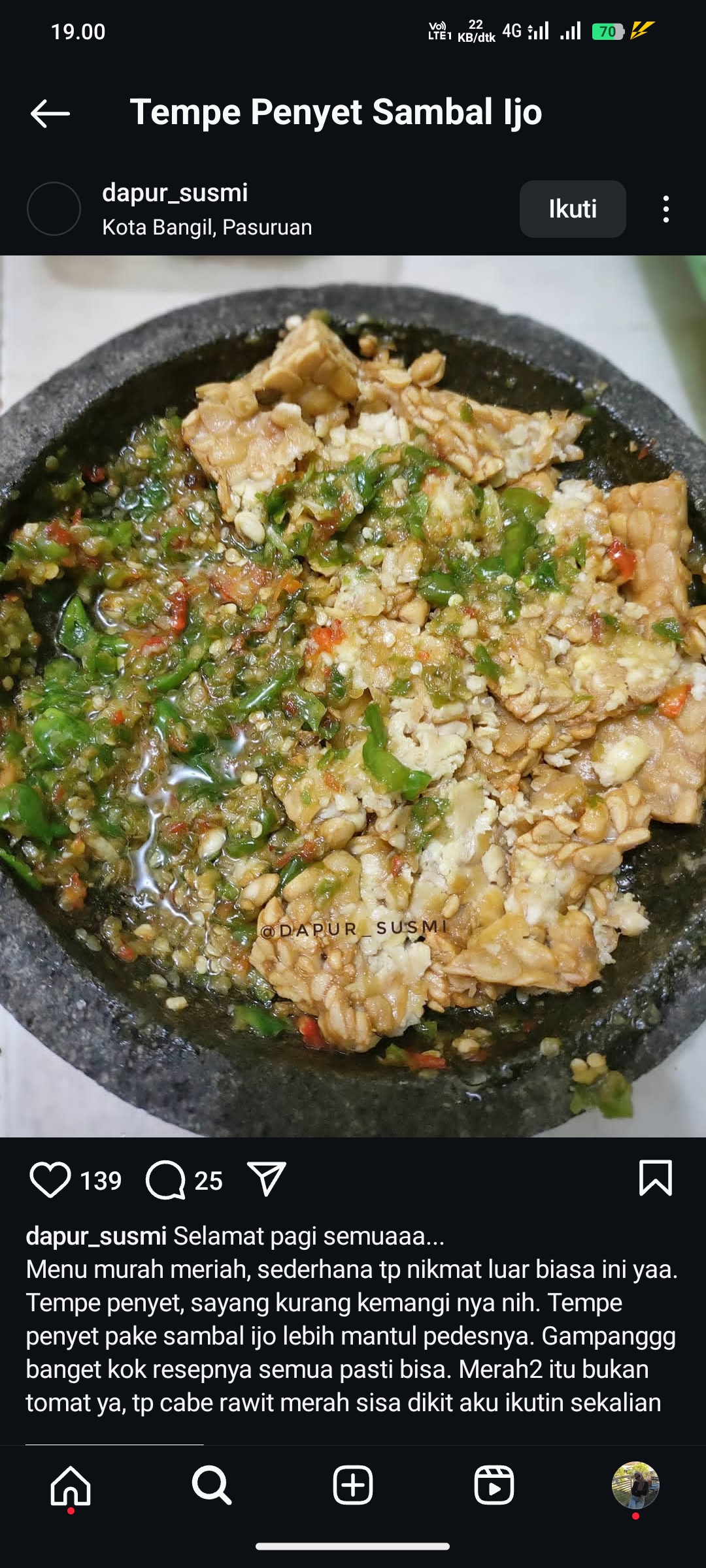 Tempe Penyet Sambal Ijo
