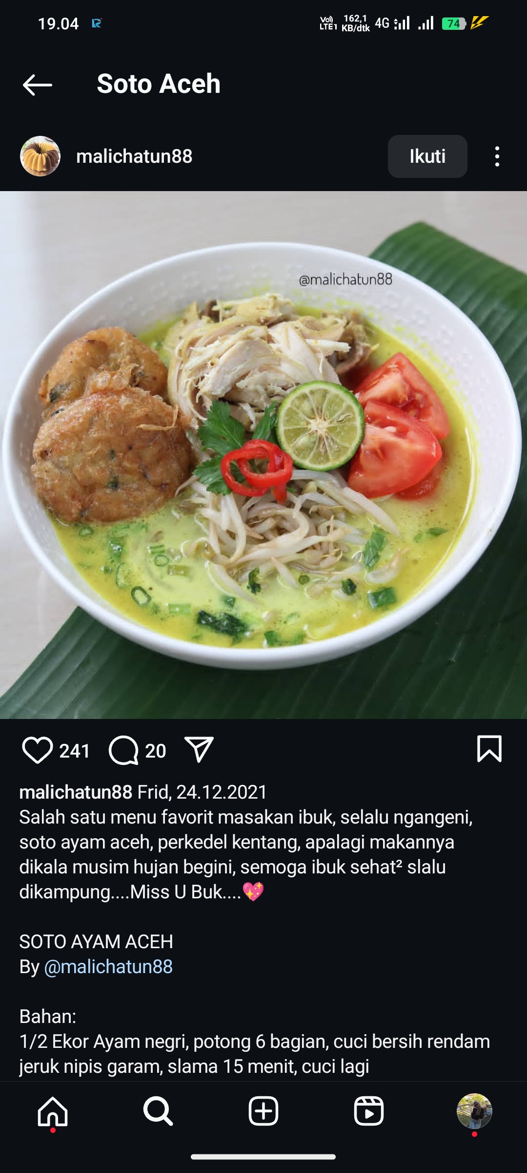 Soto Aceh Daging Ayam