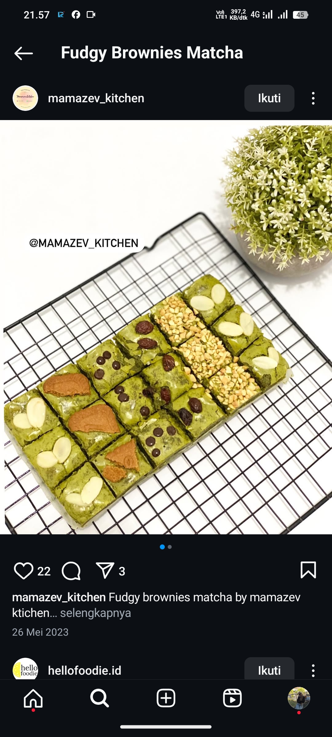 Fudgy Brownies Matcha