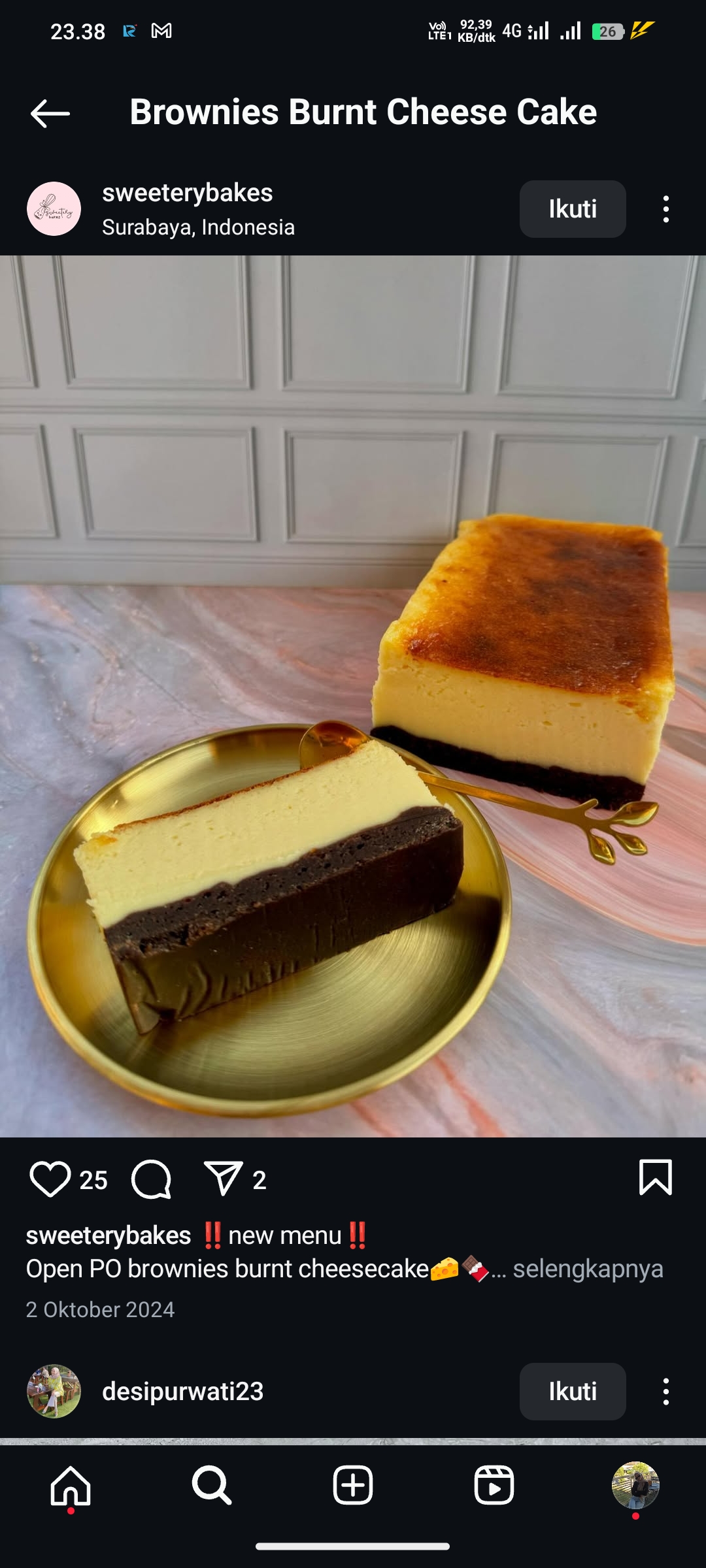 Brownies Burnt Cheese Cake