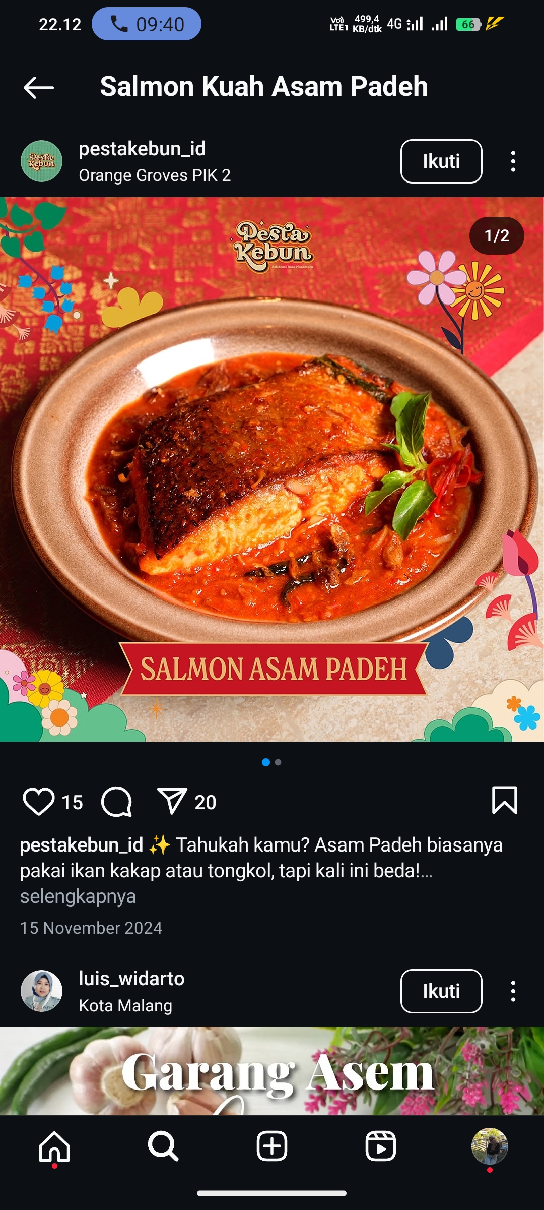 Salmon Kuah Asam Padeh