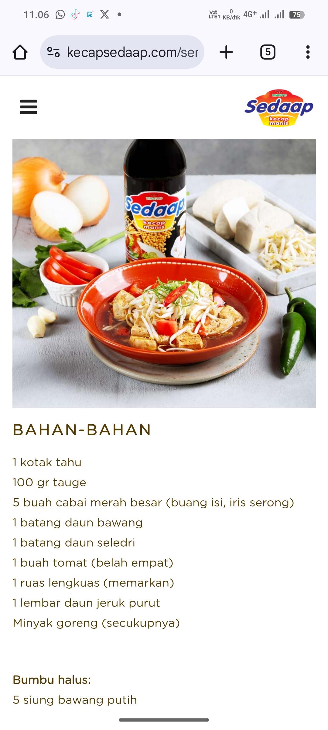 Semur Tahu Tauge Kecap Manis