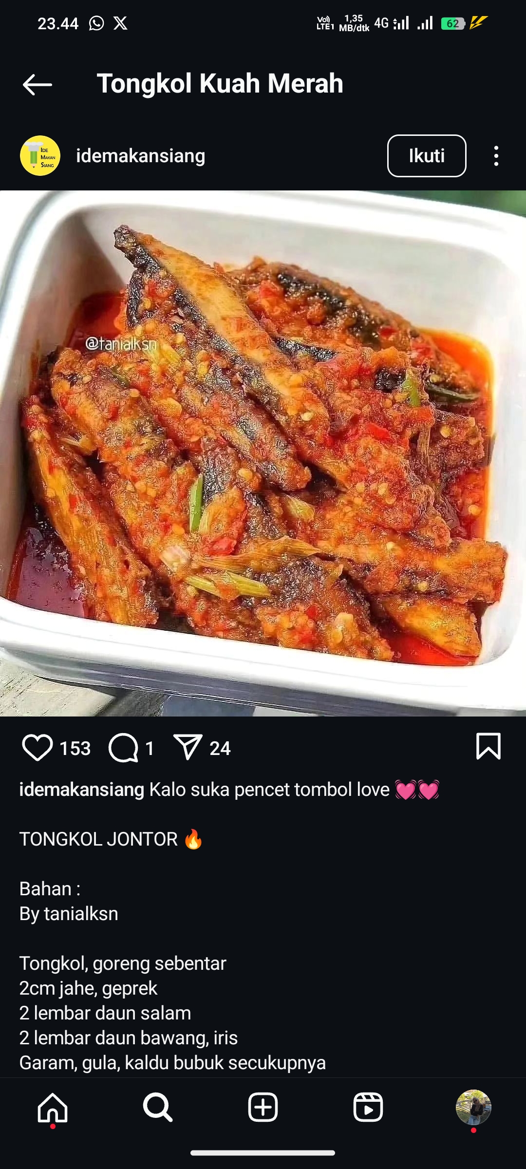 Ilustrasi Tongkol Kuah Merah Pedas Gurih