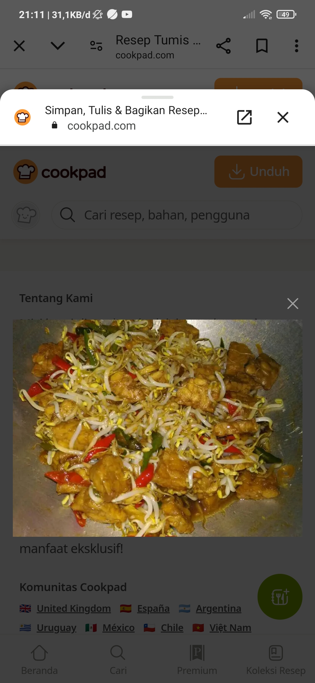 tumis tauge tempe