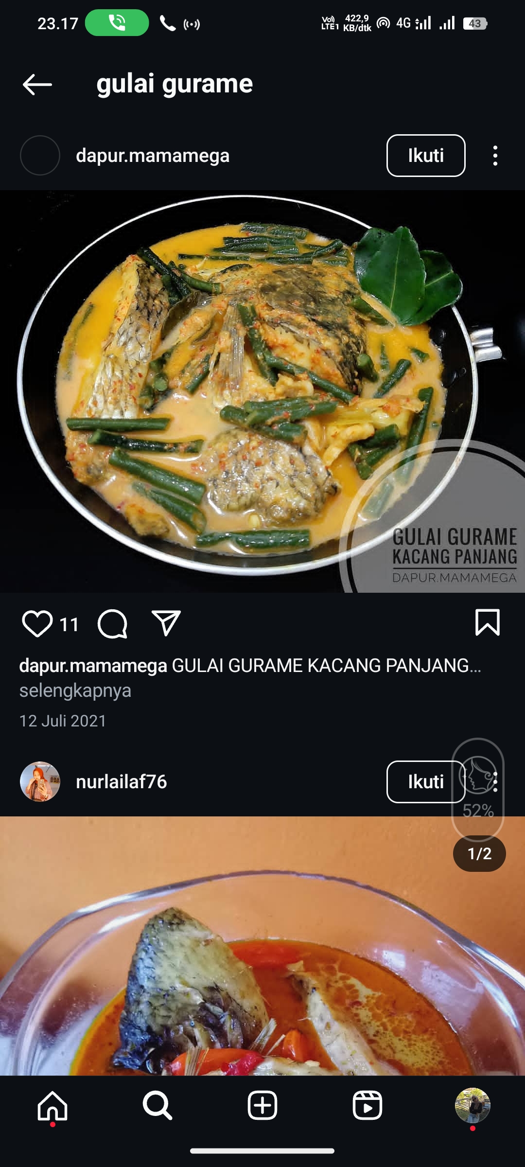 Ikan Gurame Masak Gulai