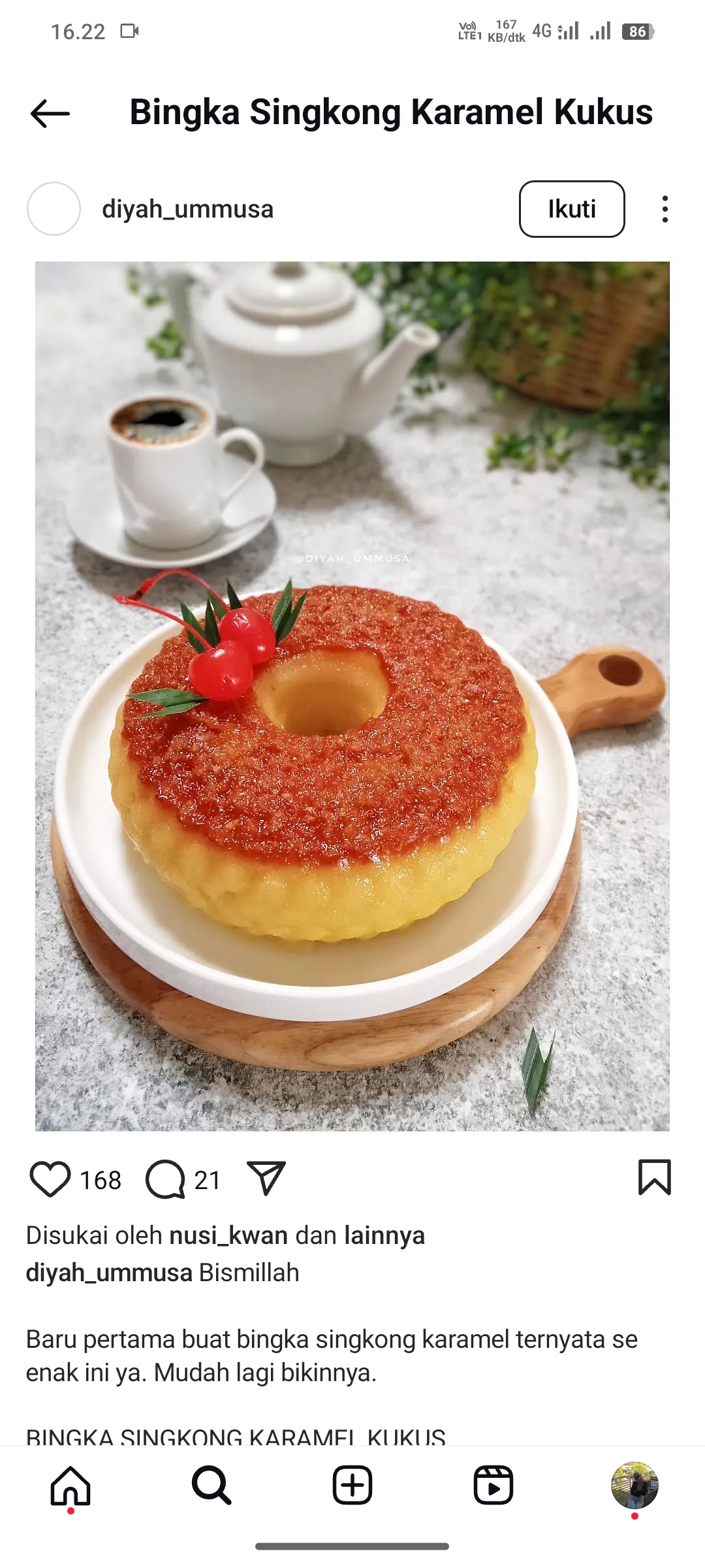 Bingka Singkong Karamel Kukus