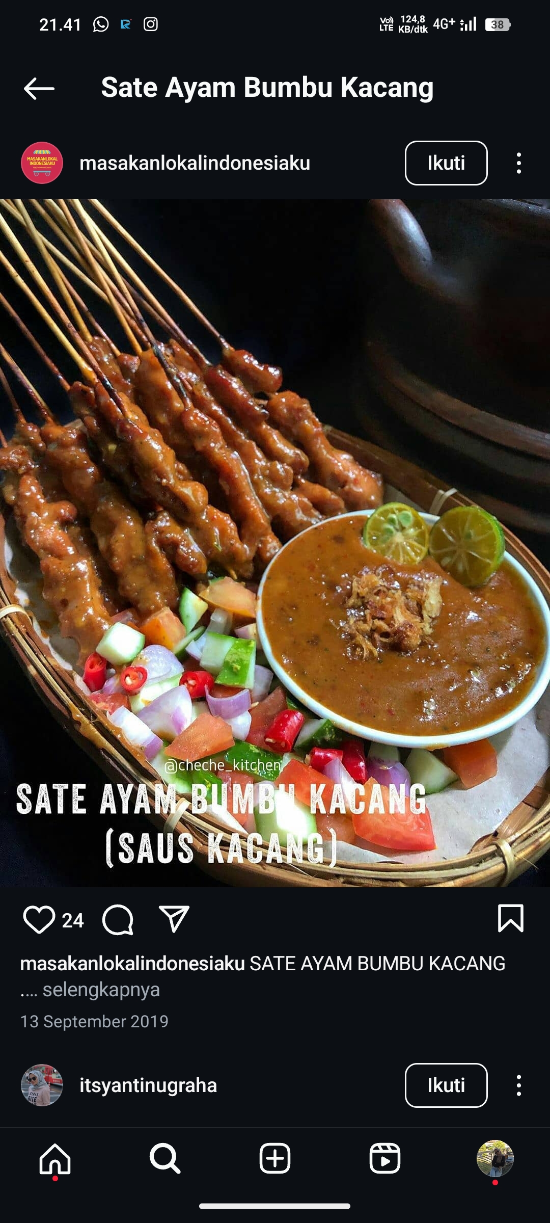 Sate Ayam Bumbu Kacang