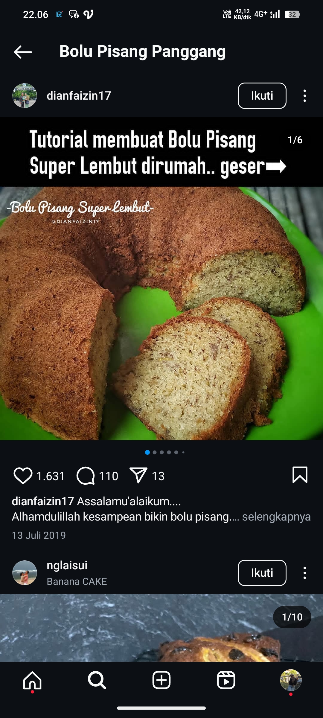 Bolu Pisang Panggang