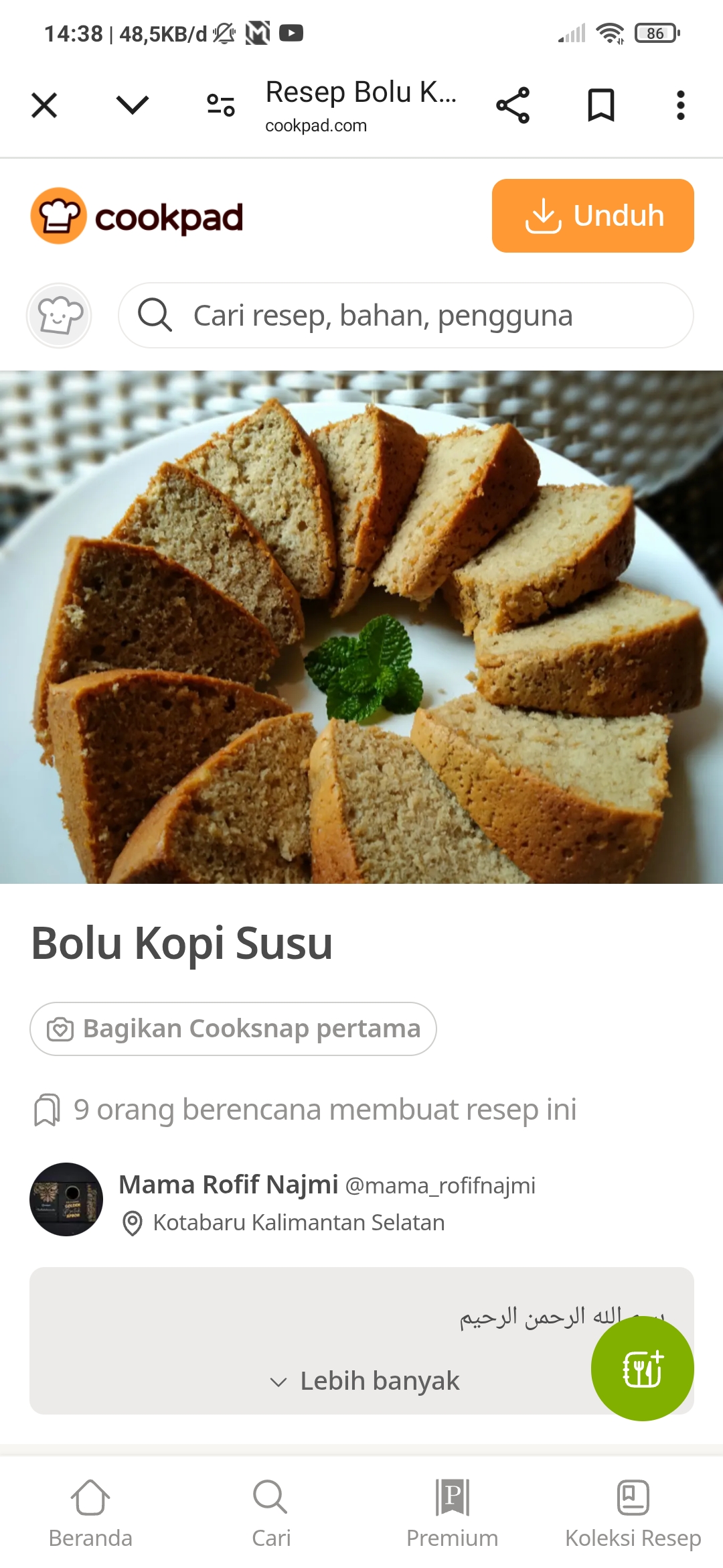 Resep Kue Kopi Susu