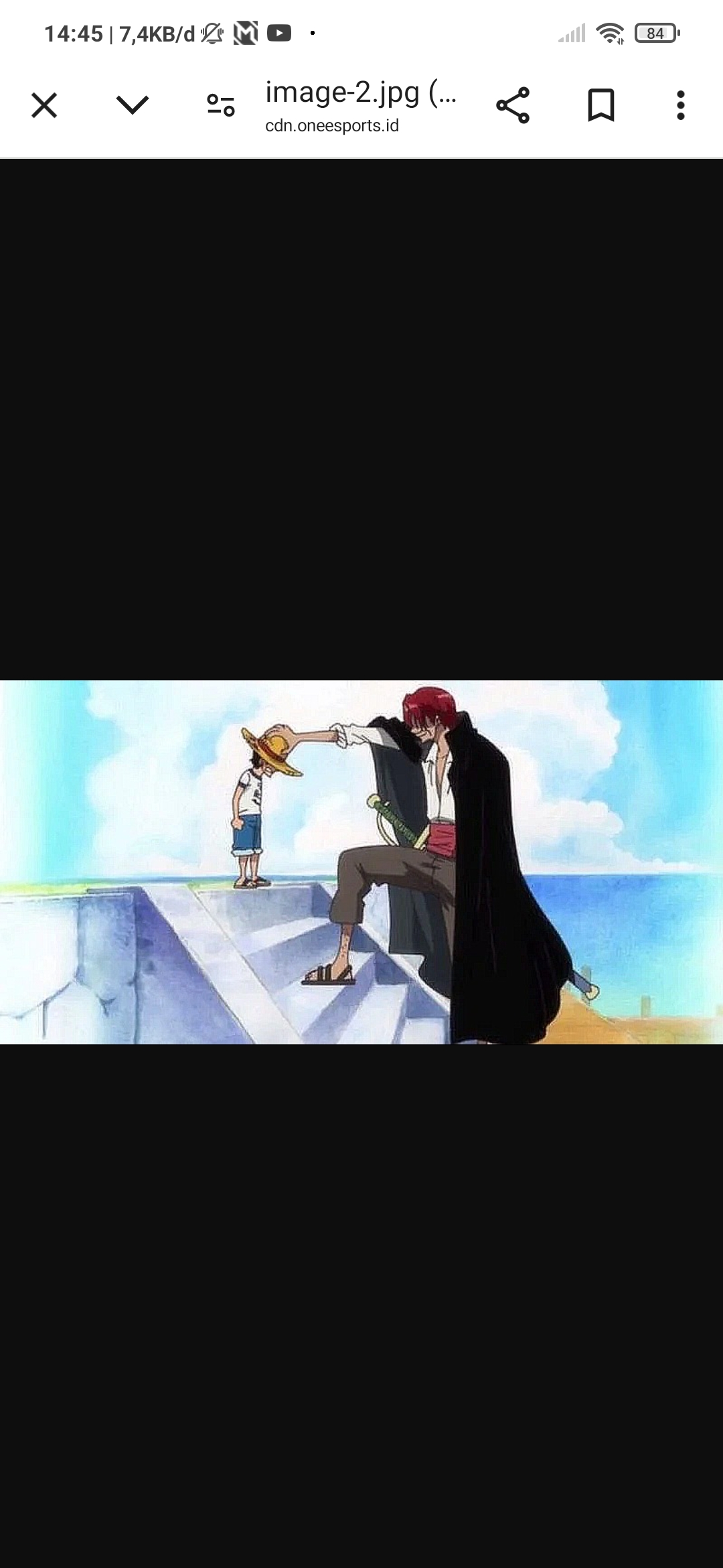 Shanks saat bersama Luffy kecil