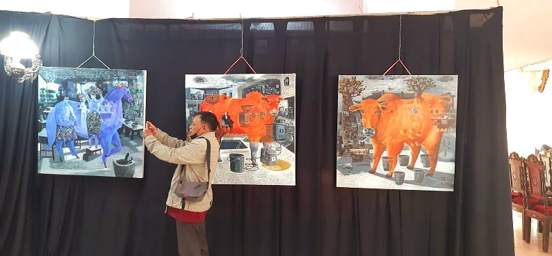 Lukisan berjudul &rdquo;Kuda Kemulyaan&rdquo;&nbsp;karya Tamar Saraseh. (HIDAYAT RAHARJA UNTUK JPRM)