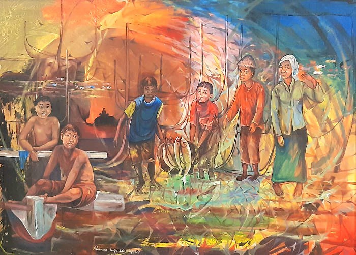 Lukisan berjudul &rdquo;Rindu&rdquo;&nbsp;karya Akhmad Lutfi. (HIDAYAT RAHARJA UNTUK JPRM)
