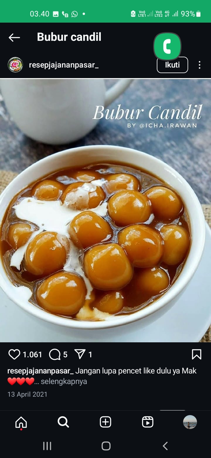 Resep takjil Bubur candil yang melegenda