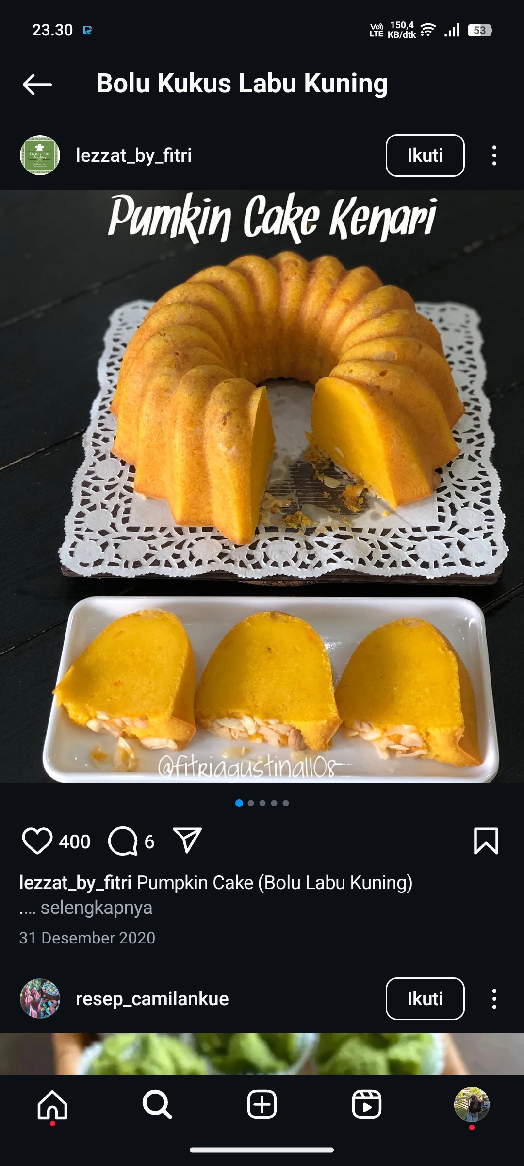 Bolu Kukus Labu Kuning