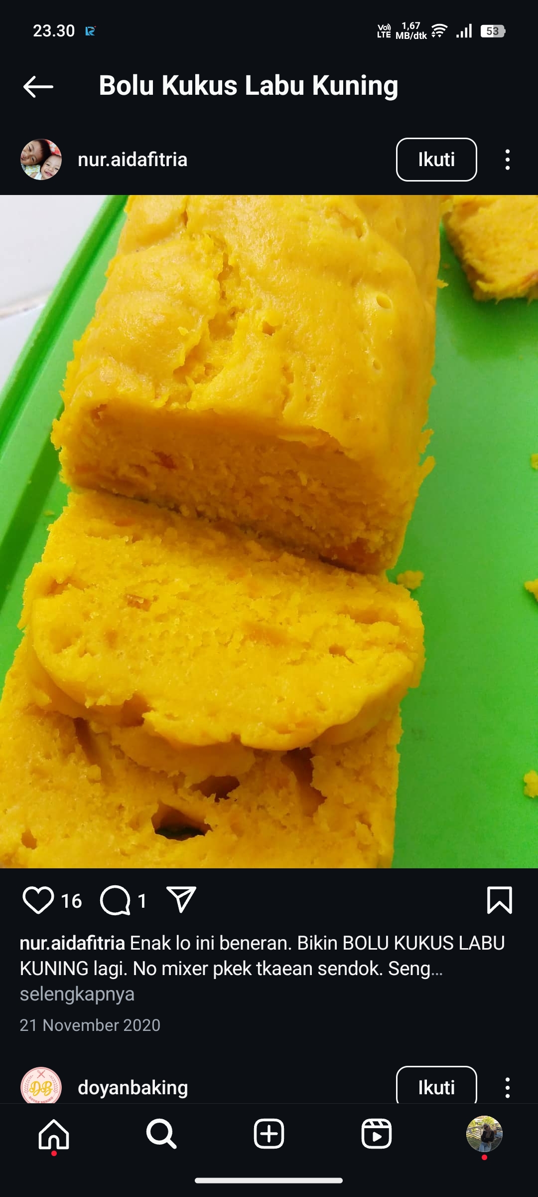 Bolu Kukus Labu Kuning