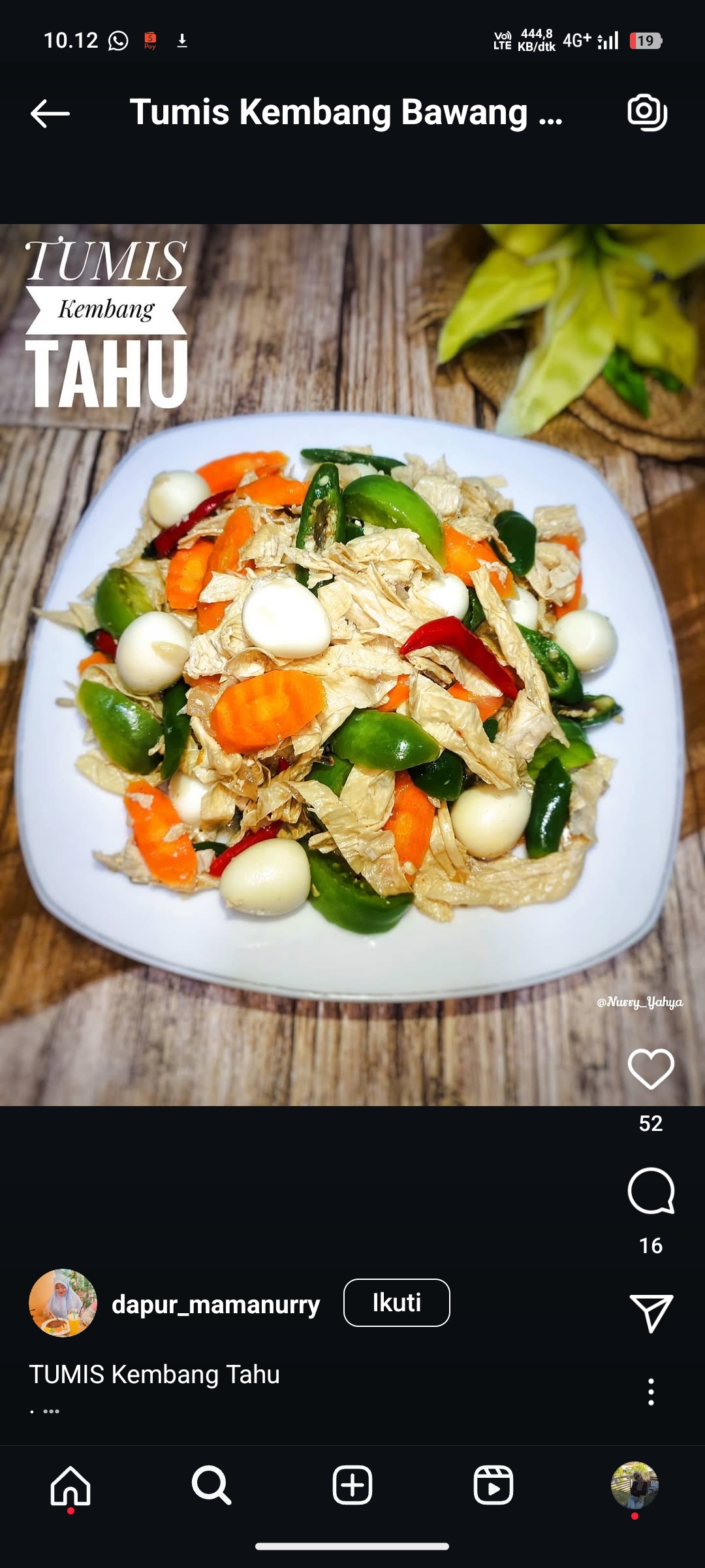 Tumis kembang bawang tahu