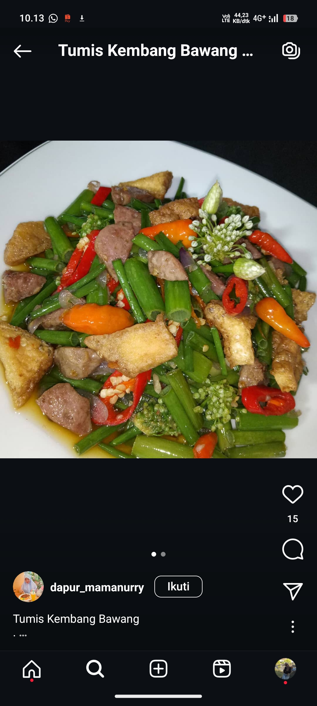 Tumis kembang bawang tahu