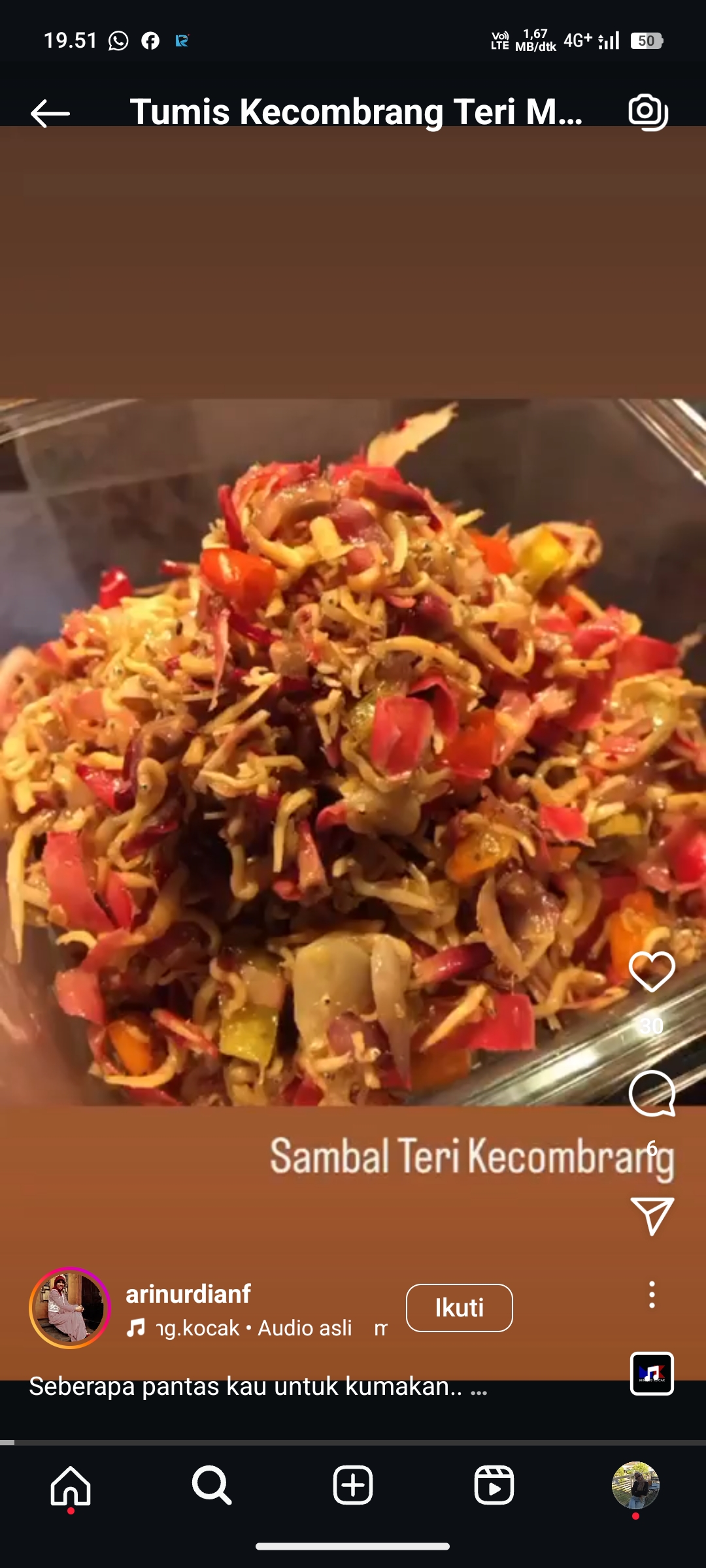 Tumis Kecombrang Teri Medan