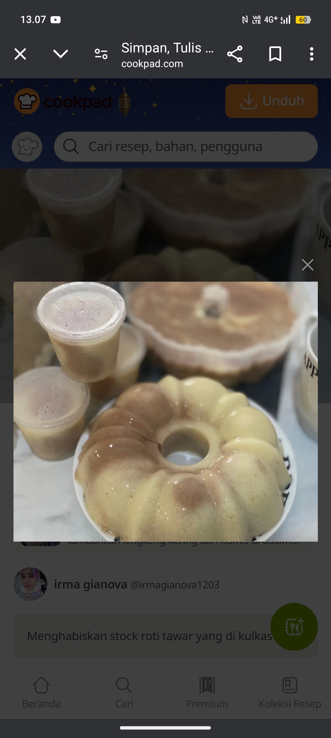 Resep Puding roti enak