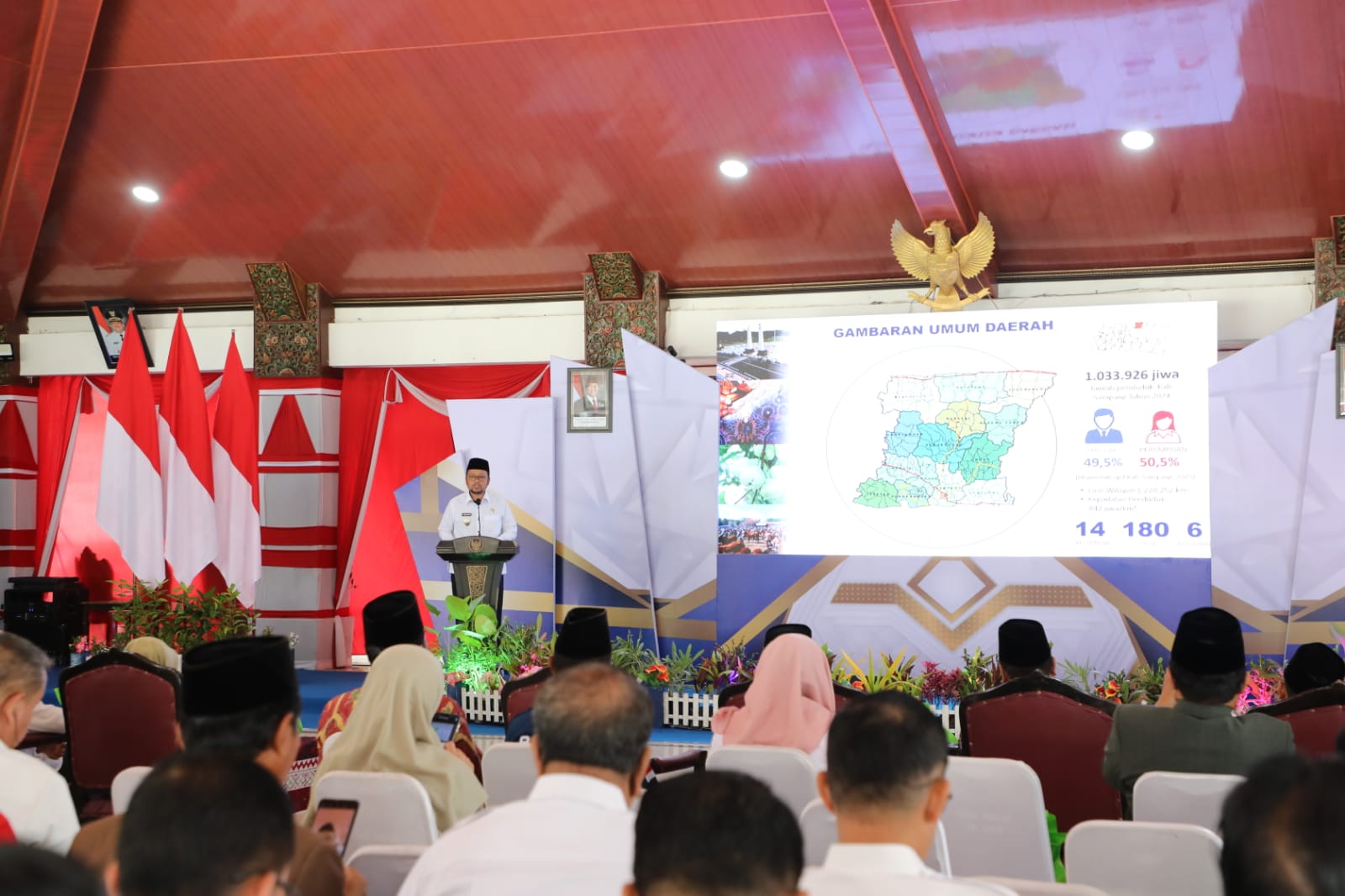 KHIDMAT: Pembukaan forum konsultasi publik rancangan awal RPJMD dan Musrembang kabupaten di Pendopo Trunojoyo, Kabupaten Sampang, Rabu (19/3)