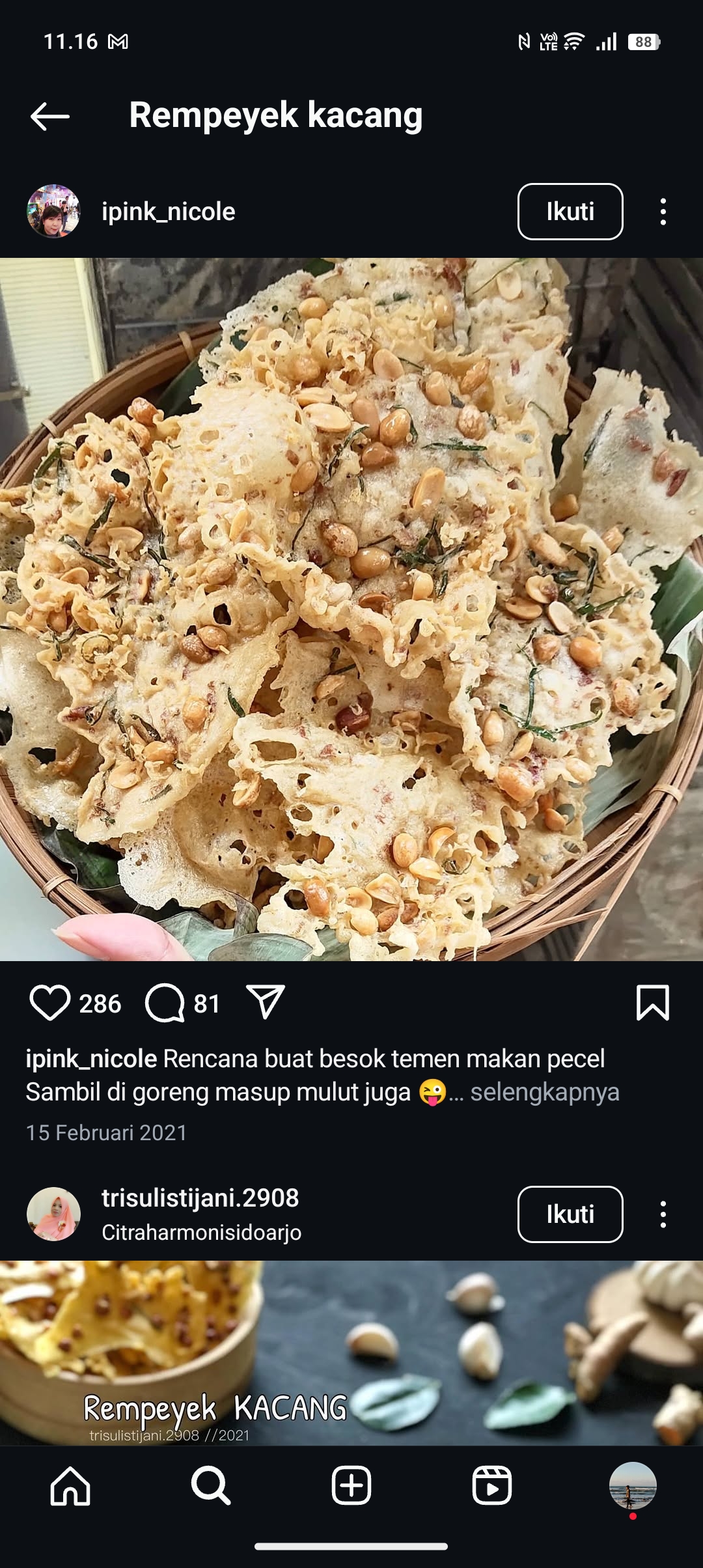Resep Peyek kacang