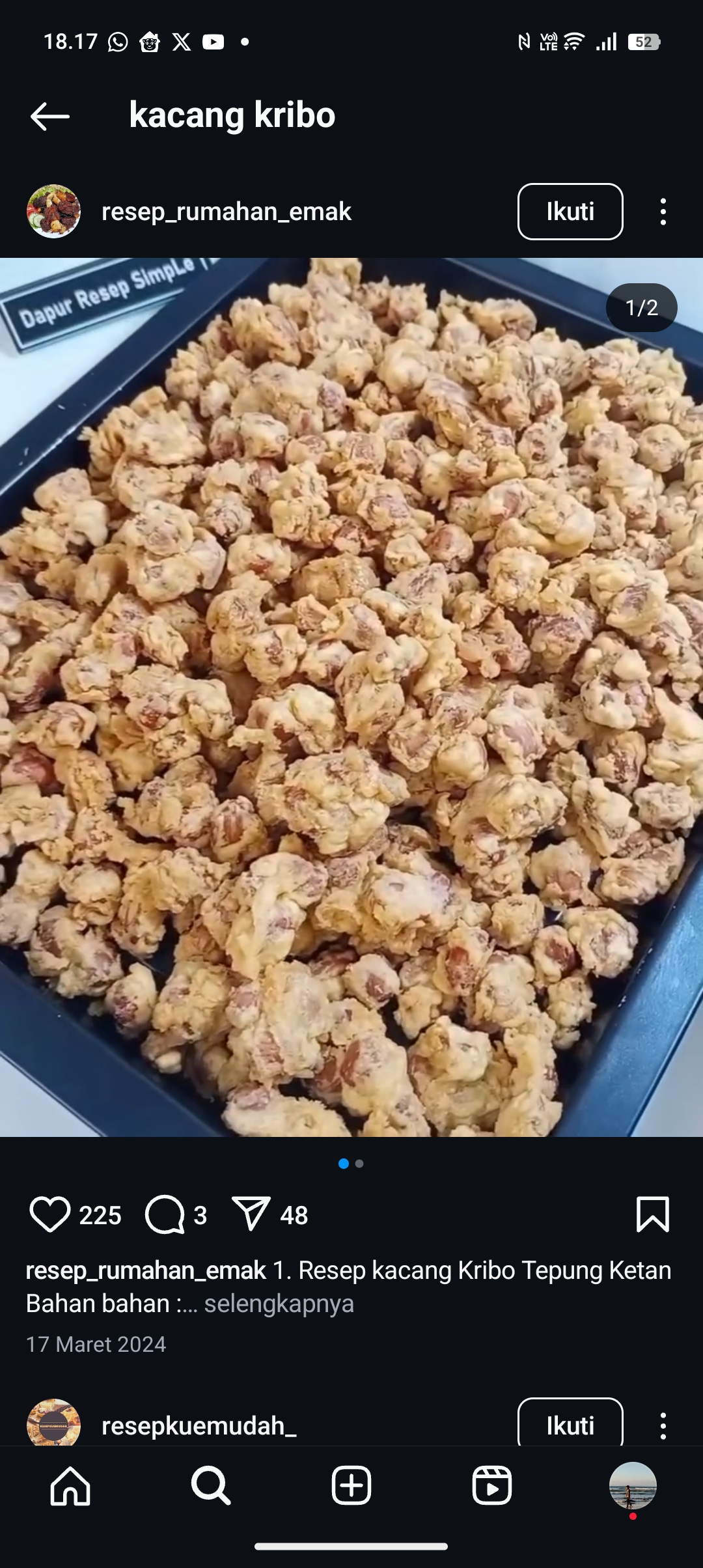 Resep kacang kribo gurih dan renyah