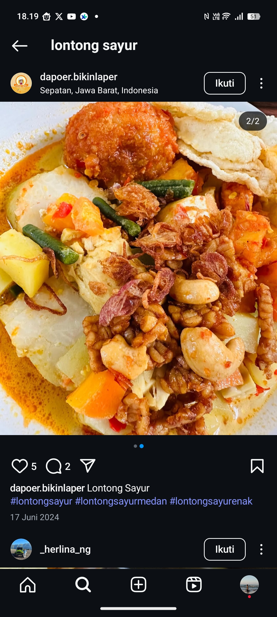 Resep lontong sayur