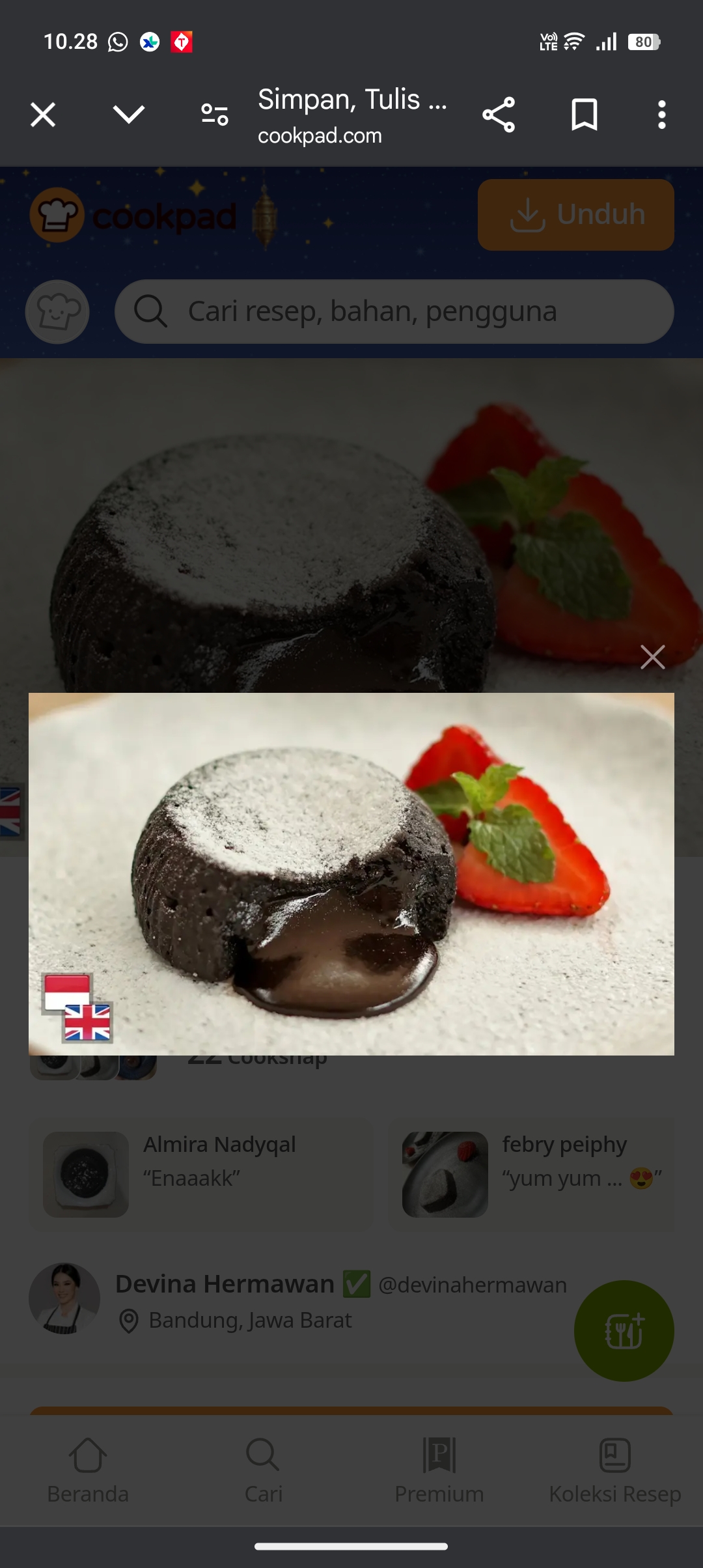Resep Chocolate Lava Cake