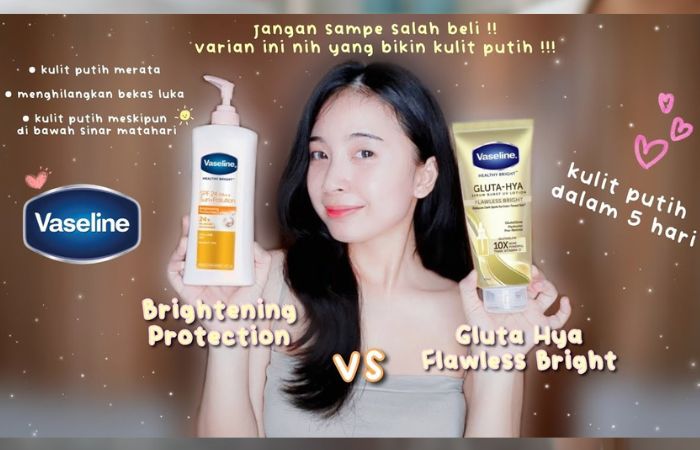 Rekomendasi produk di blibli yang bisa kamu beli, rahasia kulit putih bersih vaseline body lotion. (youtube thumbnail @dvnanatalia)