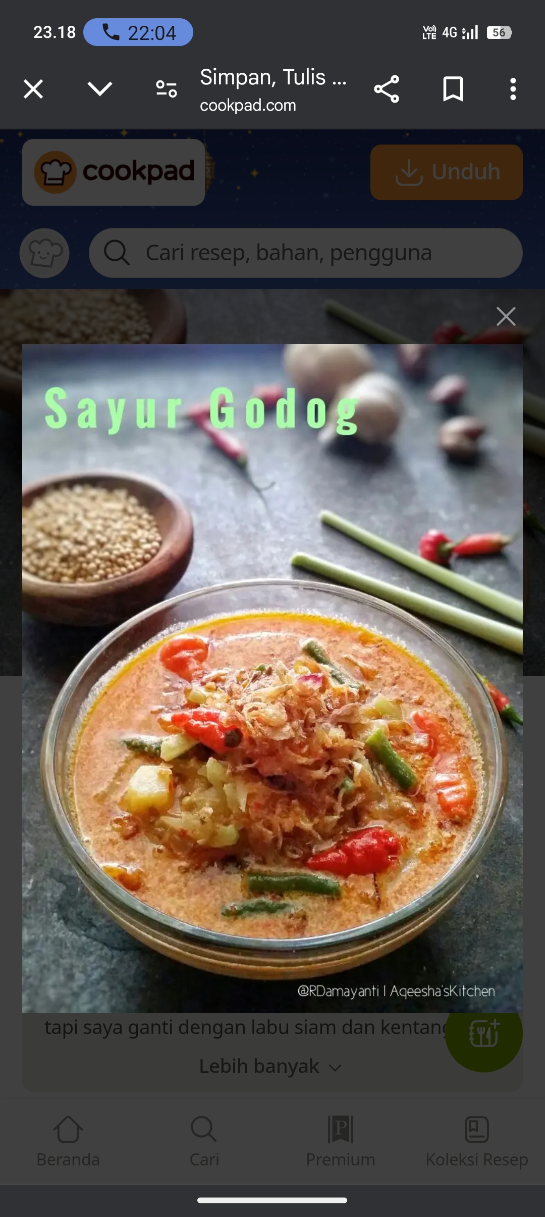 Resep Sayur Godog enak buat lebaran
