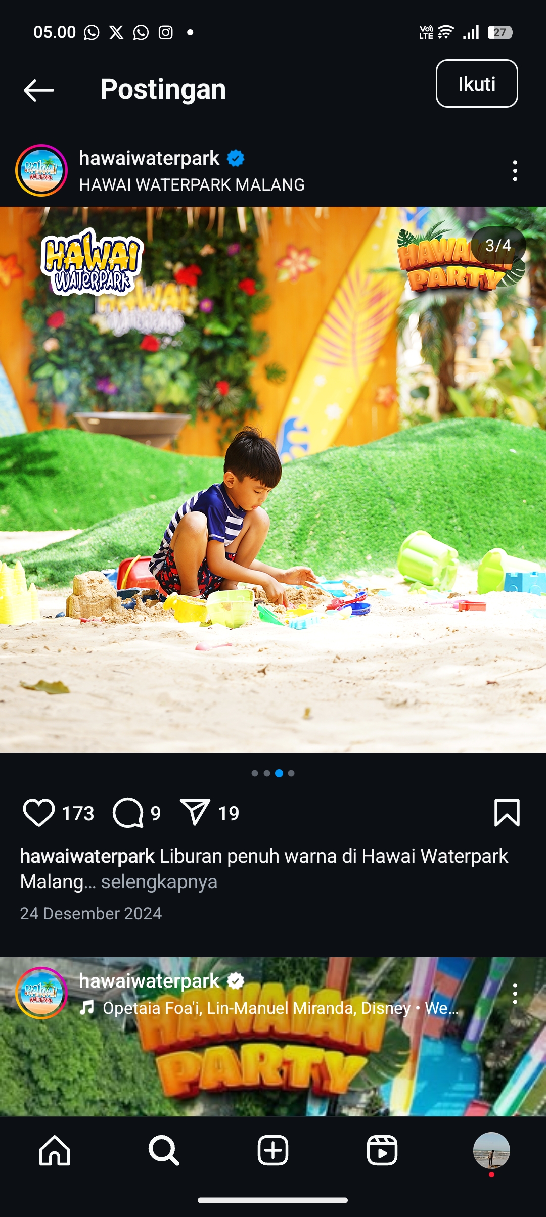 Anak-anak bermain di Hawai Waterpark