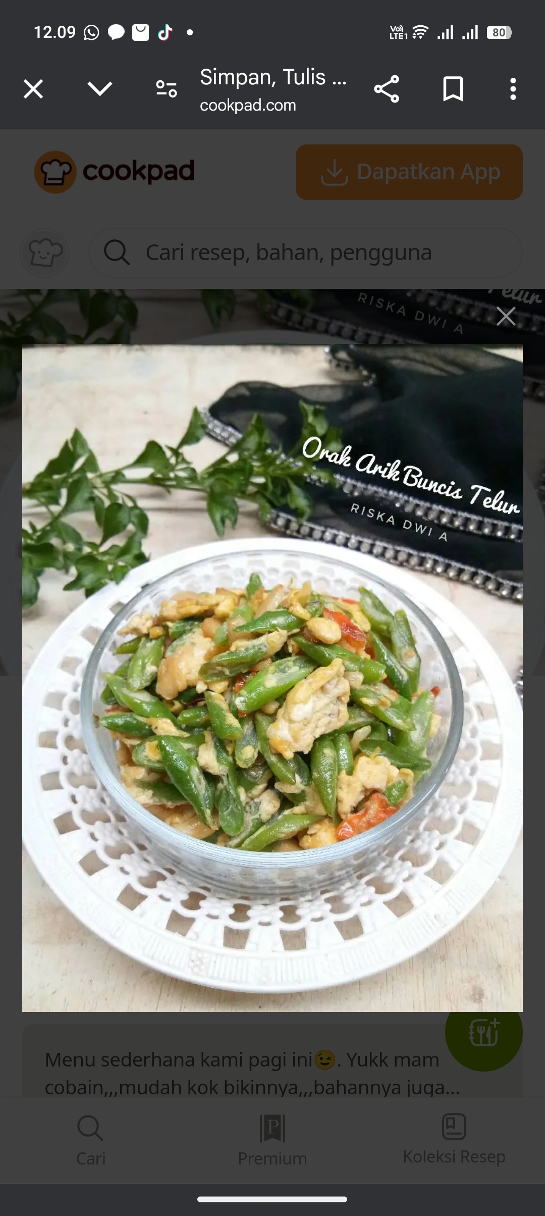 orak arik buncis telur