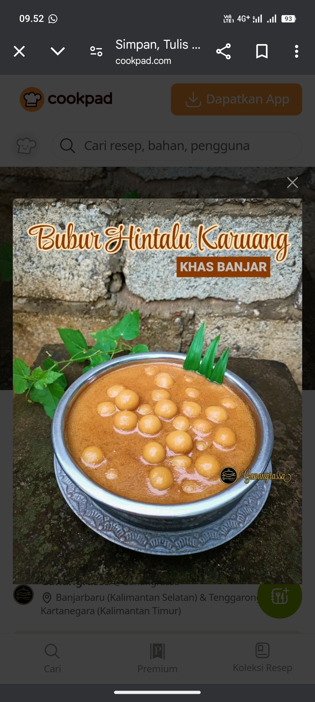 Resep bubur hintalu karuang