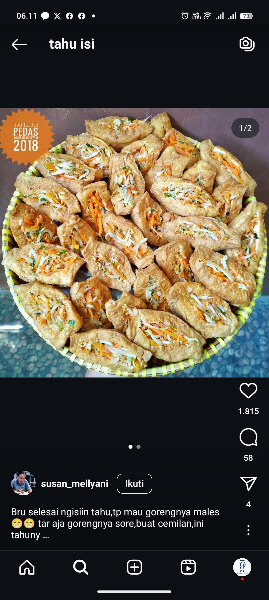 Resep Tahu isi nikmat
