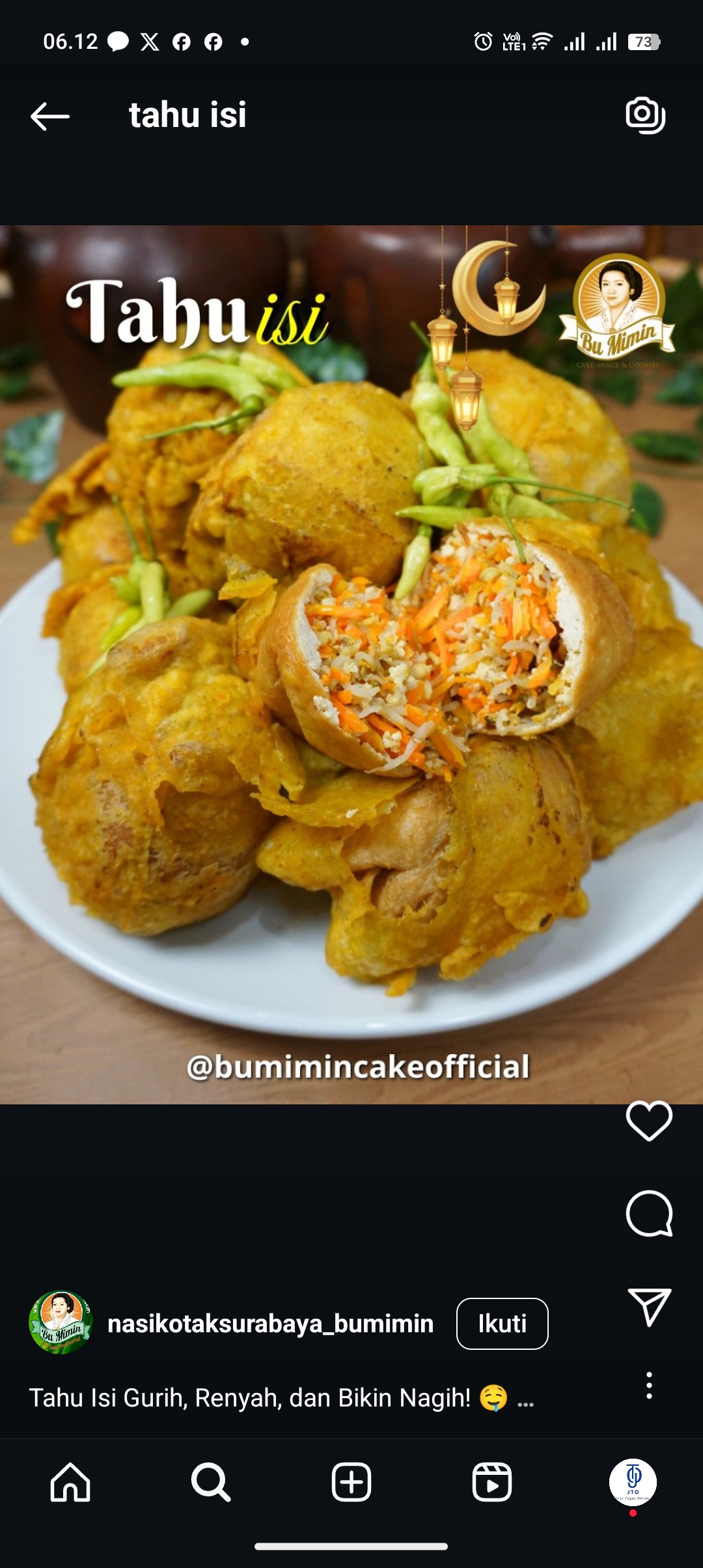 Resep Tahu isi goreng