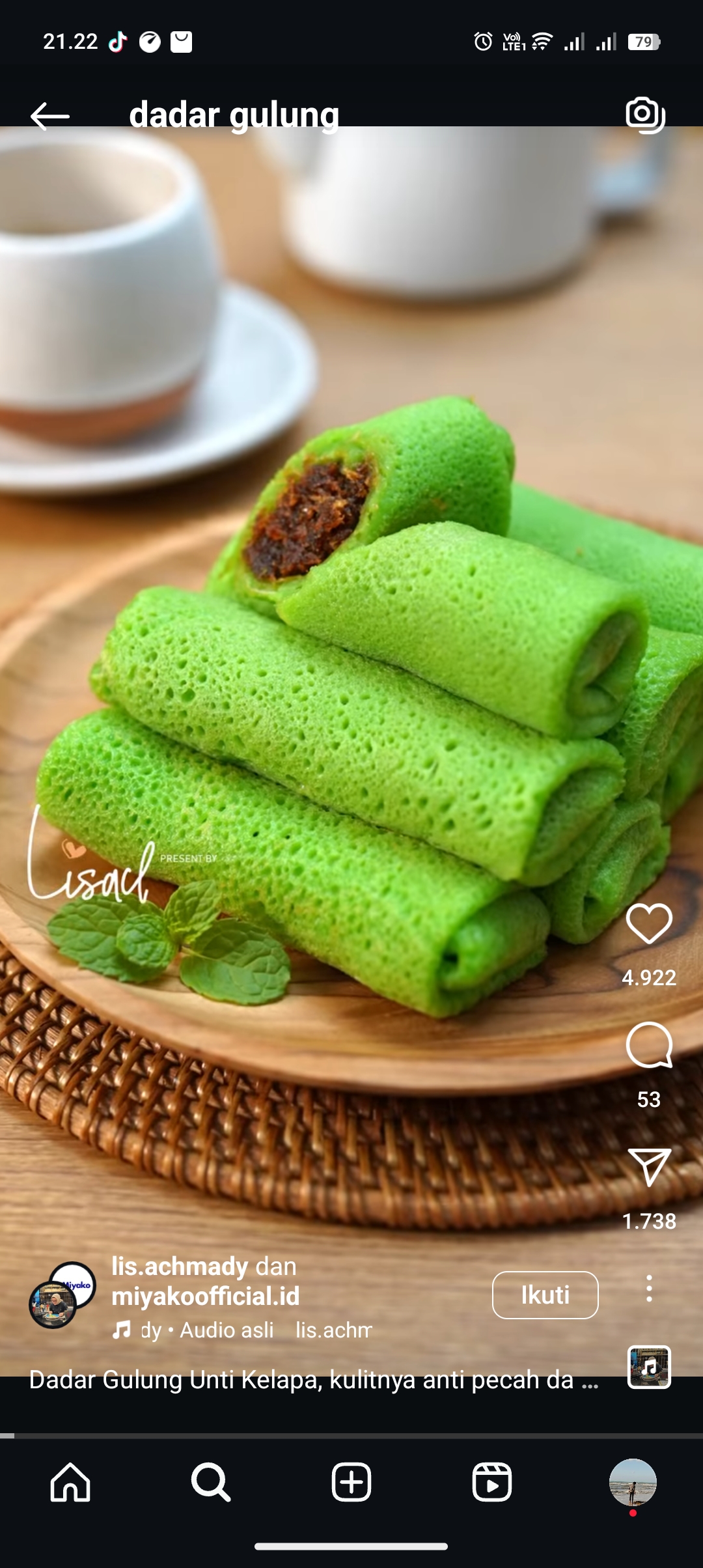 Resep Dadar Gulung pandan yang enak