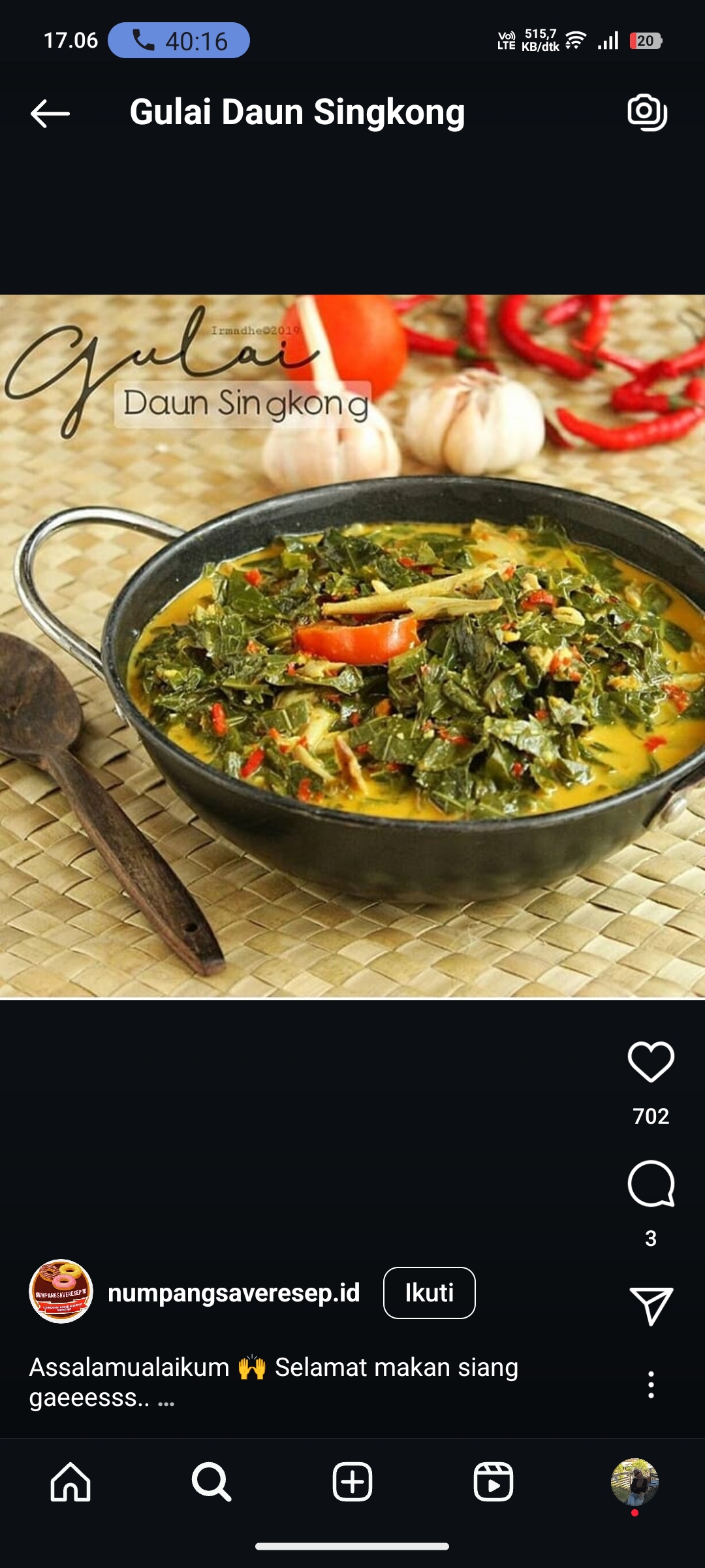 Gulai Daun Singkong